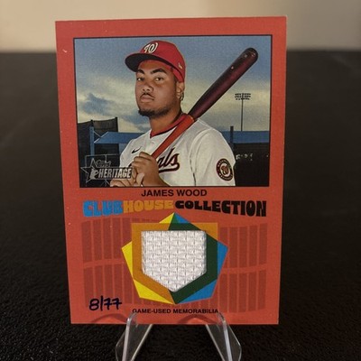 James Wood 2026 Topps Heritage Clubhouse Collection Relic Red Parallel SP 8/77