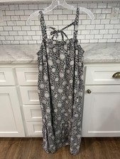 Old Navy Dress Womens Large Black Floral Square Neck Maxi Sundress Boho Pockets