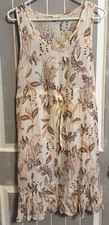 Lovely Melody Junior's Midi Dress Floral With Elastic Tie Cream Med Made in USA