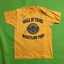 Large 70s NWF Wrestling Hall of Fame Championship Tour T-Shirt Autographed