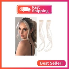 REECHO Long Side Air Bangs, Wavy Curly Clip in Curtain Bangs Front Side Bangs Fa