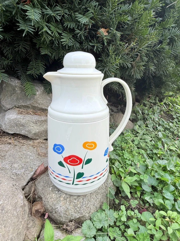 Nuevo de Lote Antiguo 1L Frasco de Vacío Jarra de Café, Termo Floral Retro con Caja Foto 3 de 4