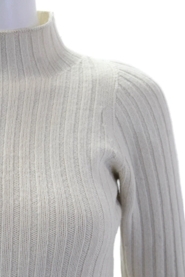 Suéter D&G Dolce & Gabbana Mujer Manga Larga Cuello Alto Crema Talla S Foto 2 de 4