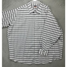 NEW Van Heusen Shirt Men 20 34-35 Big Tall Grey Plaid Dress Stain Shield Stretch