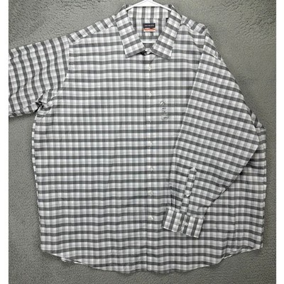 NEW Van Heusen Shirt Men 20 34-35 Big Tall Grey Plaid Dress Stain Shield  Stretch | eBay