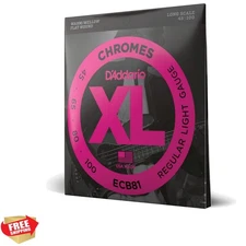 D'Addario XL Chromes Flat Wound Bass Strings - Long Scale 45-100 - Mellow Tone