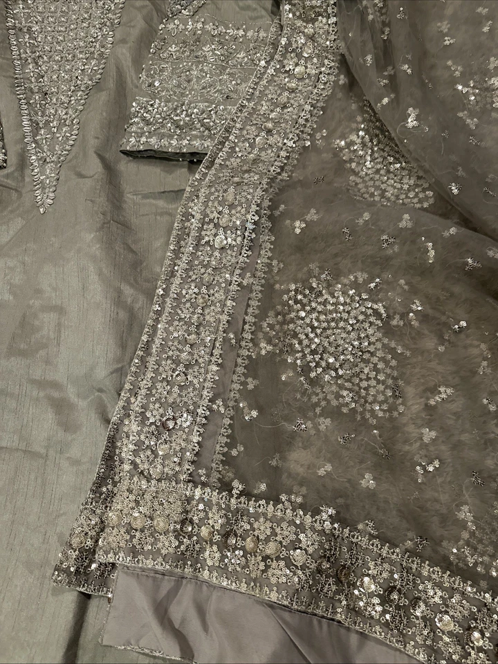 Vestido Paquistaní Salwar Kameez Algodón Bordado Busto 46 2 Xl Foto 4 de 4