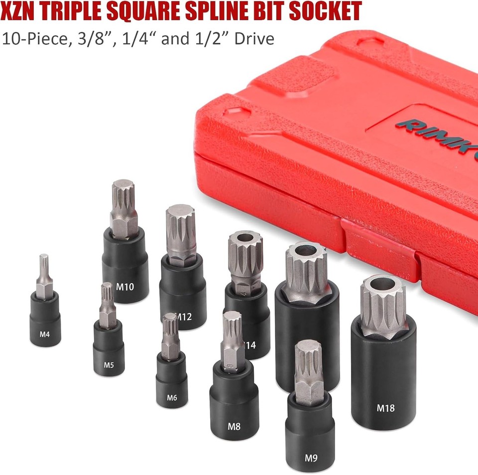 Precision Socket Sets 10-Piece XZN Triple Square Spline Bit Socket Set - Precision S2 Steel ...