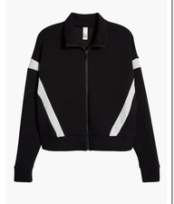 AirEssentials Track Jacket by SPANX Women's Black White Jacket Modal size XL