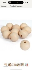 C 2 inch Wood Beads for Crafts, 50mm Diameter Natural Unfinished Round Wooden B