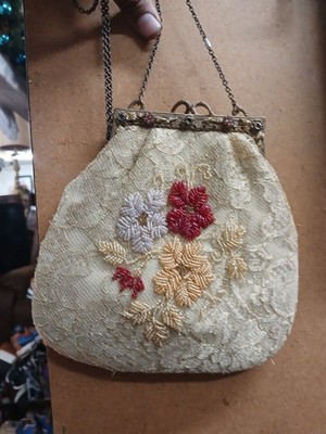 Maddalena Marconi Beaded Embroidered Kiss Clasp Evening Clutch Purse Made Italy