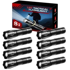 8 Pack Small Flashlight Powerful, 5 Modes Bright LED Flashlights High Lumens,...