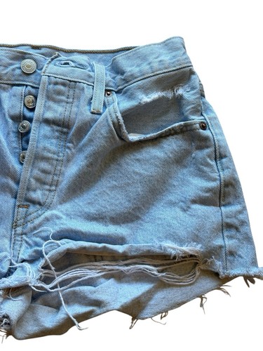 Levi’s 501 Premium Distressed Cutoff Denim Shorts W25 Light Wash Button Fly - Bild 3 von 9