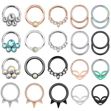 16G Nose Hoop Septum Clicker Hinged Rings Cartilage Helix Tragus Piercing 8mm 