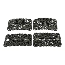 Vintage Silver Tone Ornate Shoe Clips Buckle Metal Pair Rectangle Set Of 2