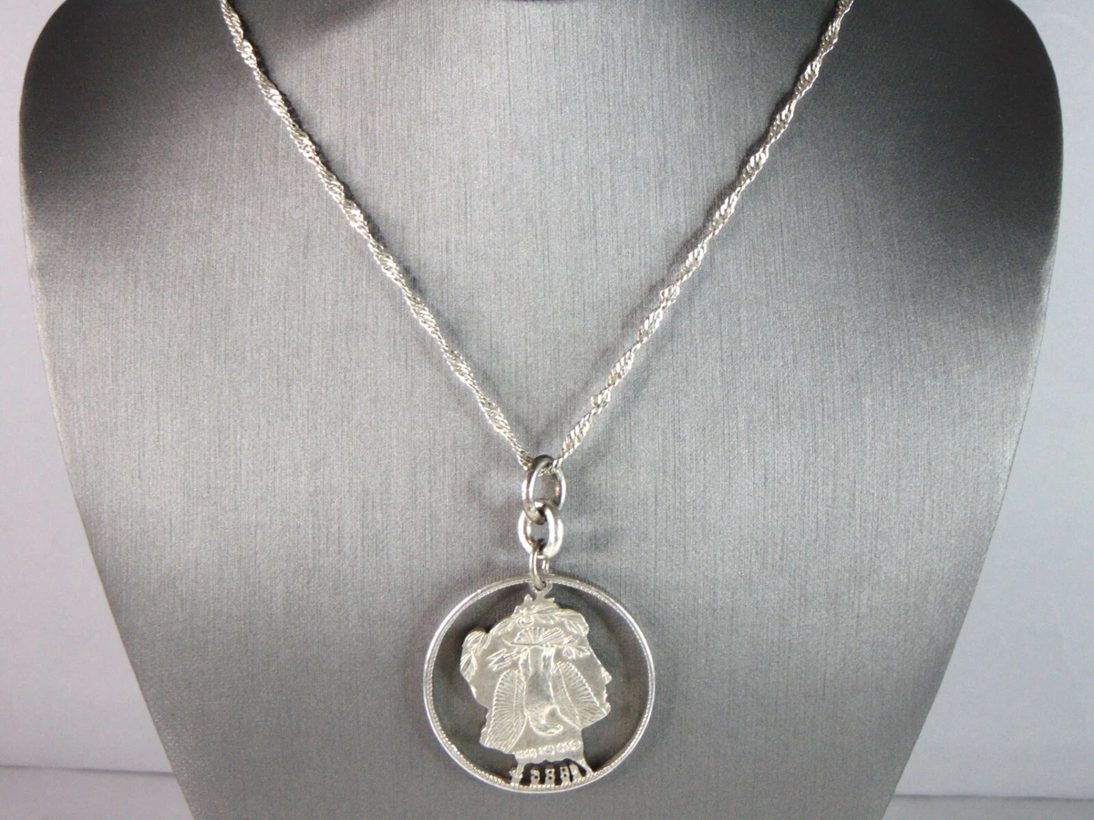 Vintage Estate 1886 Silver Dollar Coin Pendant w Sterling Silver Necklace 22.8g