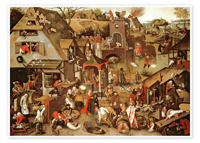 Poster Die niederländischen Sprichwörter - Pieter Brueghel d.J.