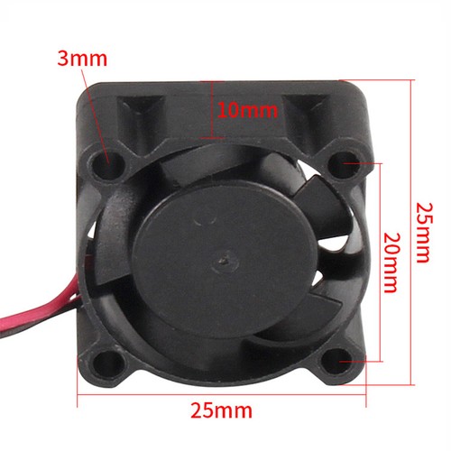 Brushless DC Cooling Fan 25x25x10mm 25mm 2510 5v / 12V 5 blades 2pin Computer - Picture 3 of 8