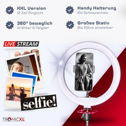 XXL Ringlicht mit 210cm Stativ Ring Light Smartphone Halterung für Foto Video - Bild 2 von 18