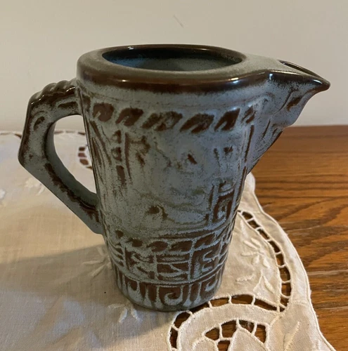 Vintage Frankoma 2 Cup Tea or Coffee Pot Mayan Aztec in Woodland Moss 7J No Lid