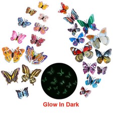 12x 3D Butterfly Glow in the Dark Wall Decals Kids Room Wall Stickers Decor Lot