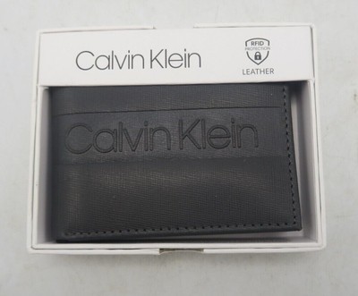 Calvin Klein Leather Wallet Gray RFID Protection RN 129919 Bifold 