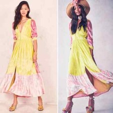 LoveShackFancy Avalon Color-Blocked Velvet Dress