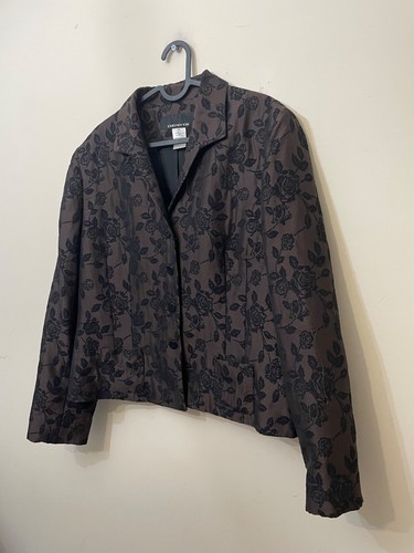 Jones New York Blazer brown black floral button occasion formal lined size 18 - Picture 4 of 10