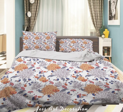 3D Chrysanthemum Pattern Colorful Quilt Cover Set Bedding Sets Pillowcases 64 - Foto 2 di 7