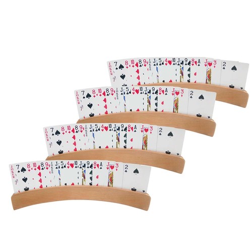 Lazy Playing Card Holder Handsfree Card Holder Stand Curved Wood Card Organizer - Picture 2 of 10