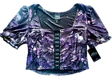 HER UNIVERSE DISNEY HAUNTED MANSION BLOUSE TOP SIZES AVAILABLE SM ,MED, L, XL, 2