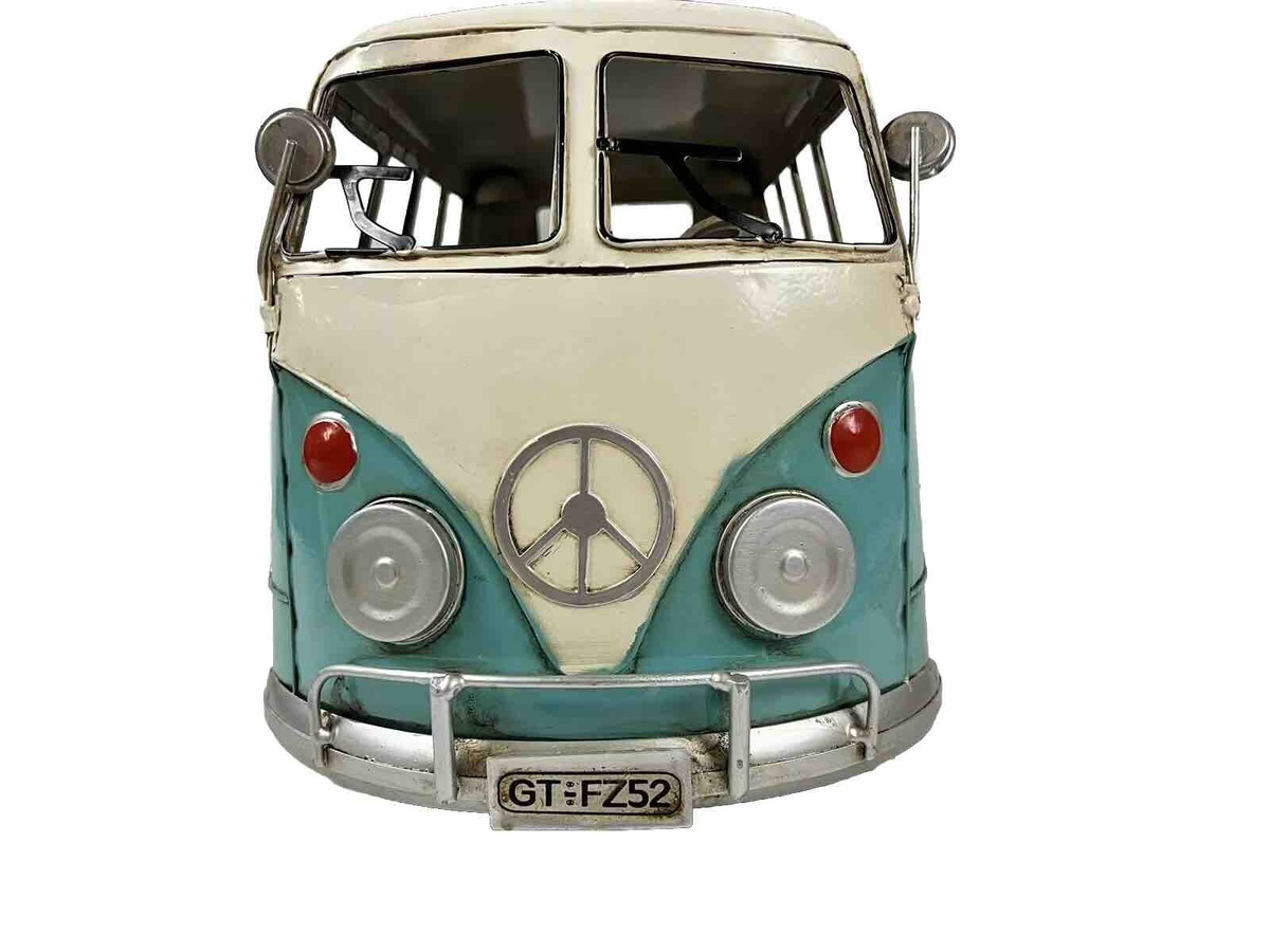 Blue 20 x 10.5 x 14 in. Vintage VW Bus Metal Model | eBay