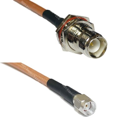 RG400 RP-TNC FEMALE BULKHEAD to RP-SMA MALE RF Cable FAST-SHIP LOT