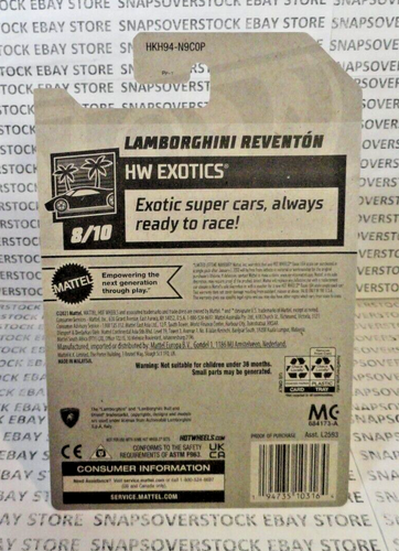 2023 HOT WHEELS METALFLAKE RED LAMBORGHINI REVENTON, HW EXOTICS #8/10, HW #224 - Picture 6 of 12