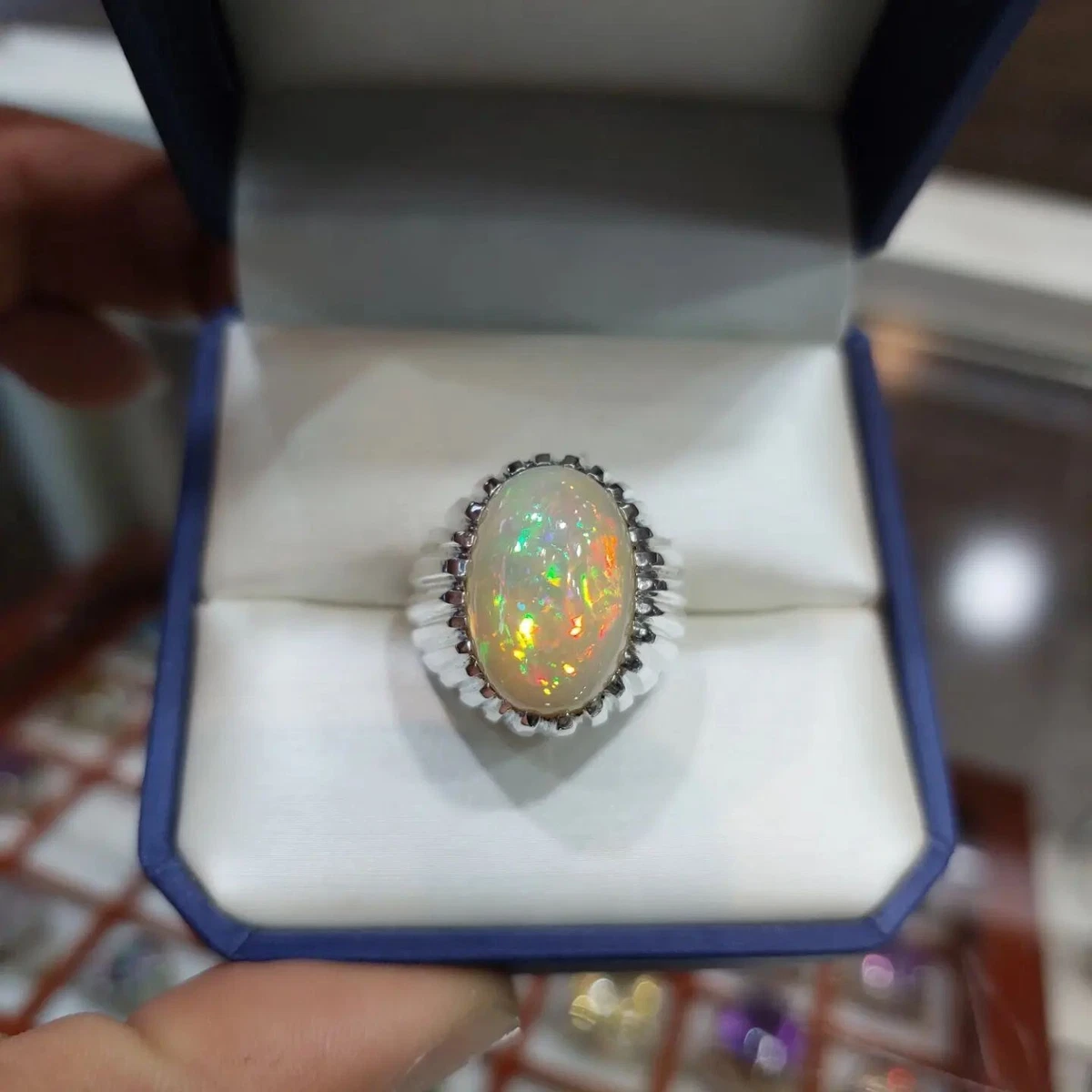 Gustavedesign Oval Fire Opal Ring 925 Sterling Silver Zirconia Gemstone  Jewelry Ring For Women Girls Lady -Size 7 - Walmart.com