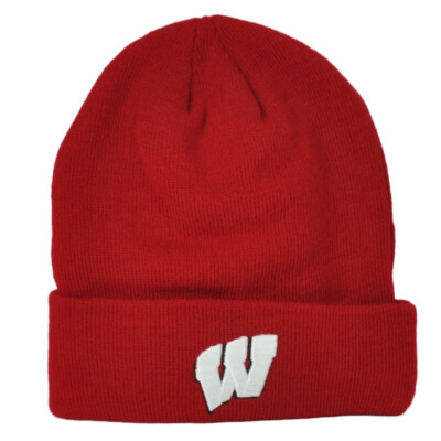 Red Cuffed Knit Beanie Hat 