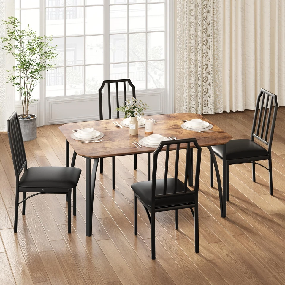 5 Piece Dining Table Set for 4 Home Dinette Table Kitchen Table and 4 Chairs - Image 4 of 4