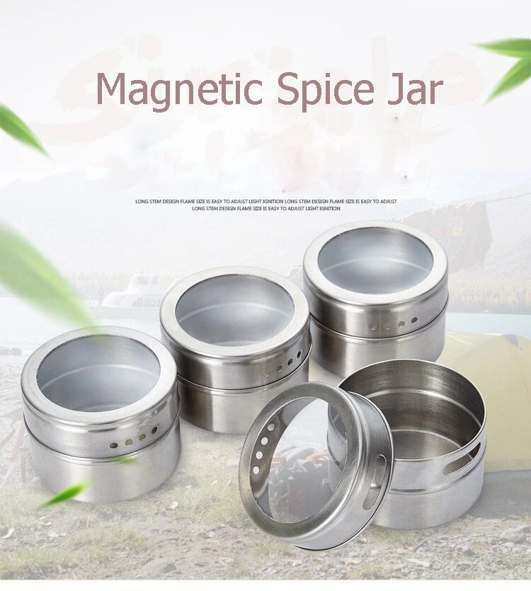 12x Spice Jars Magnetic Pot Herb Tin Seasoning Storage Container Stainless Steel - Image 3 of 4