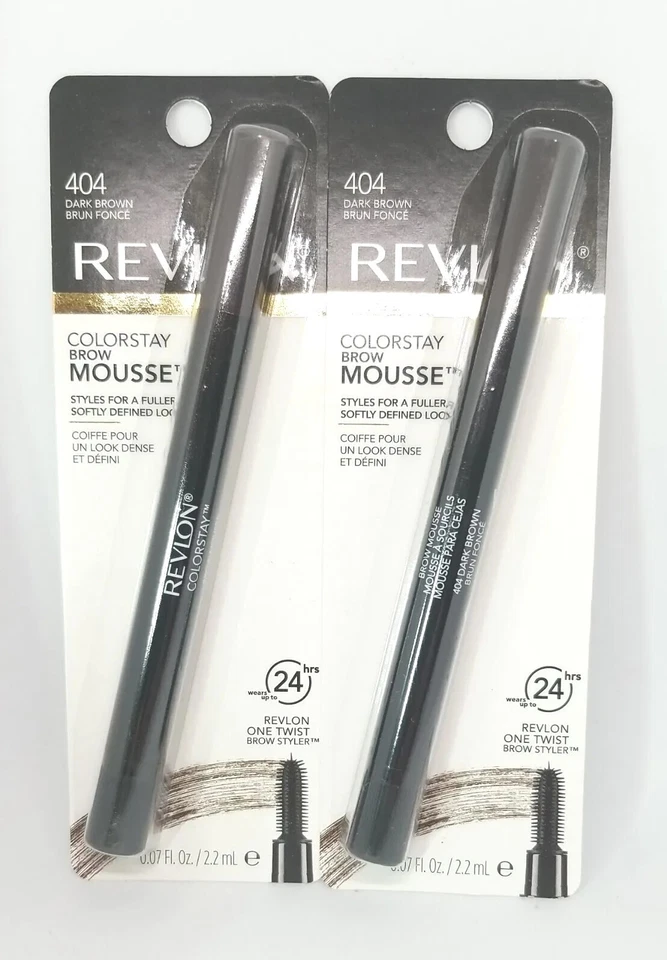 2 Pack REVLON Colorstay BROW 404 DARK BROWN Styler Eyebrow GEL NEW SEALED Boxes  - Image 2 of 3