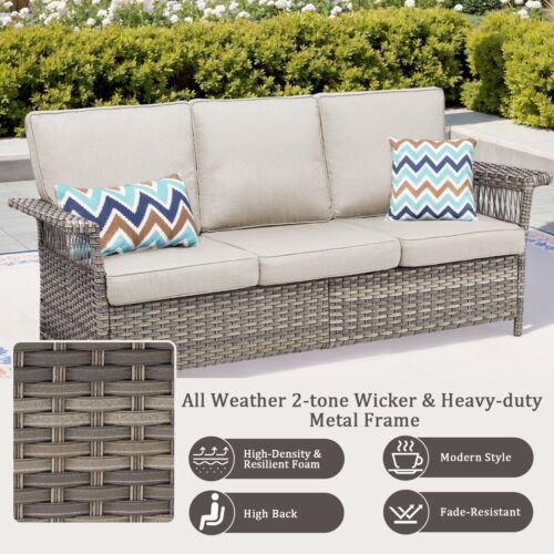 9Pieces Patio Furniture Set Outdoor Sectional Sofas Rattan Wicker Sofa W/ Table - Picture 4 of 42