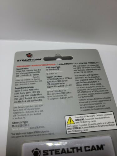 Stealth Cam Android Devices Micro USB & C OTG Memory Card Reader 256GB - Picture 6 of 6