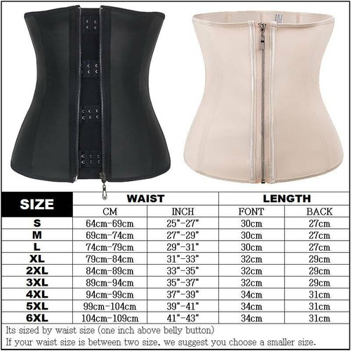 Latex Zip Waist Trainer Body Shaper Corset Tummy Control Girdle Slimming Women's - Picture 14 of 39