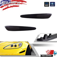 For 2005-2013 Chevy Corvette C6 Smoked Lens Front Side Marker Light Housings Kit