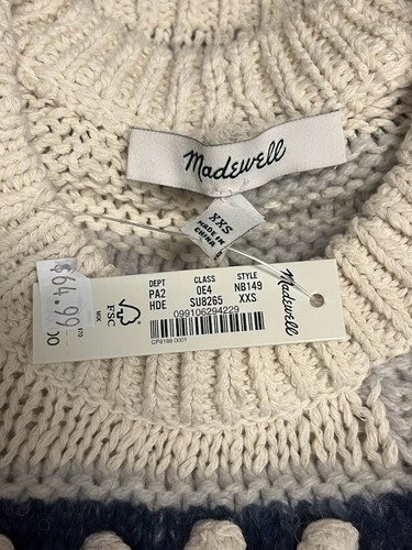 MADEWELL Women's Multicolor Bobble Pullover Sweater XXSmall NB149 ($98) - Picture 4 of 4