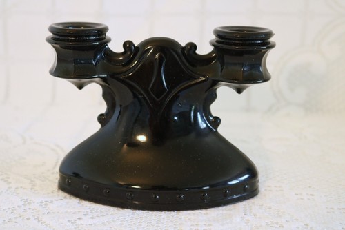 SMITH MOUNT PLEASANT Black Amethyst DOUBLE LIGHT CANDLEBRA CANDLESTICK Holders - Picture 2 of 7