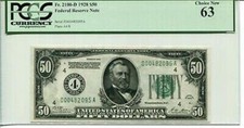 FR 2100-D 1928 $50 Federal Reserve Note PCGS 63 Choice New