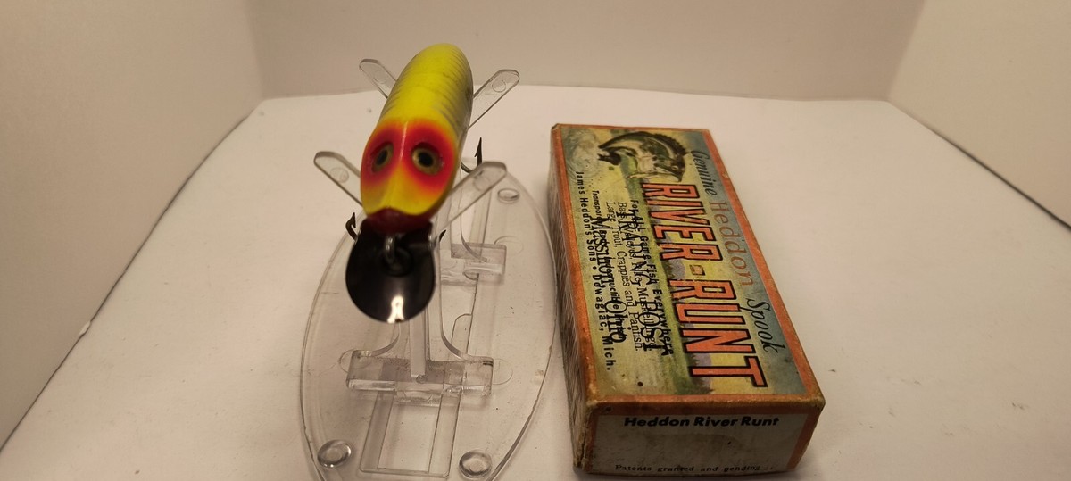 Leurre Vintage Heddon Spook River-Runt 9400 XRW - Avec Boîte Et Catalogue D'origine, Occasion