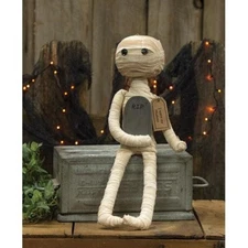 primitive rustic country farmhouse fall Halloween MUMMY w tombstone 18" DOLL