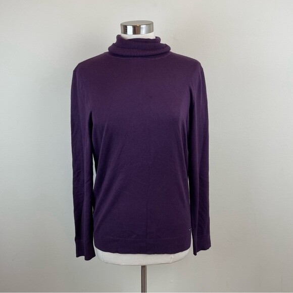 Calvin Klein Solid Eggplant Purple Turtleneck Swe… - image 1