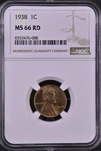 1938 1C RD Lincoln Wheat One Cent NGC MS66RD   6553476-088